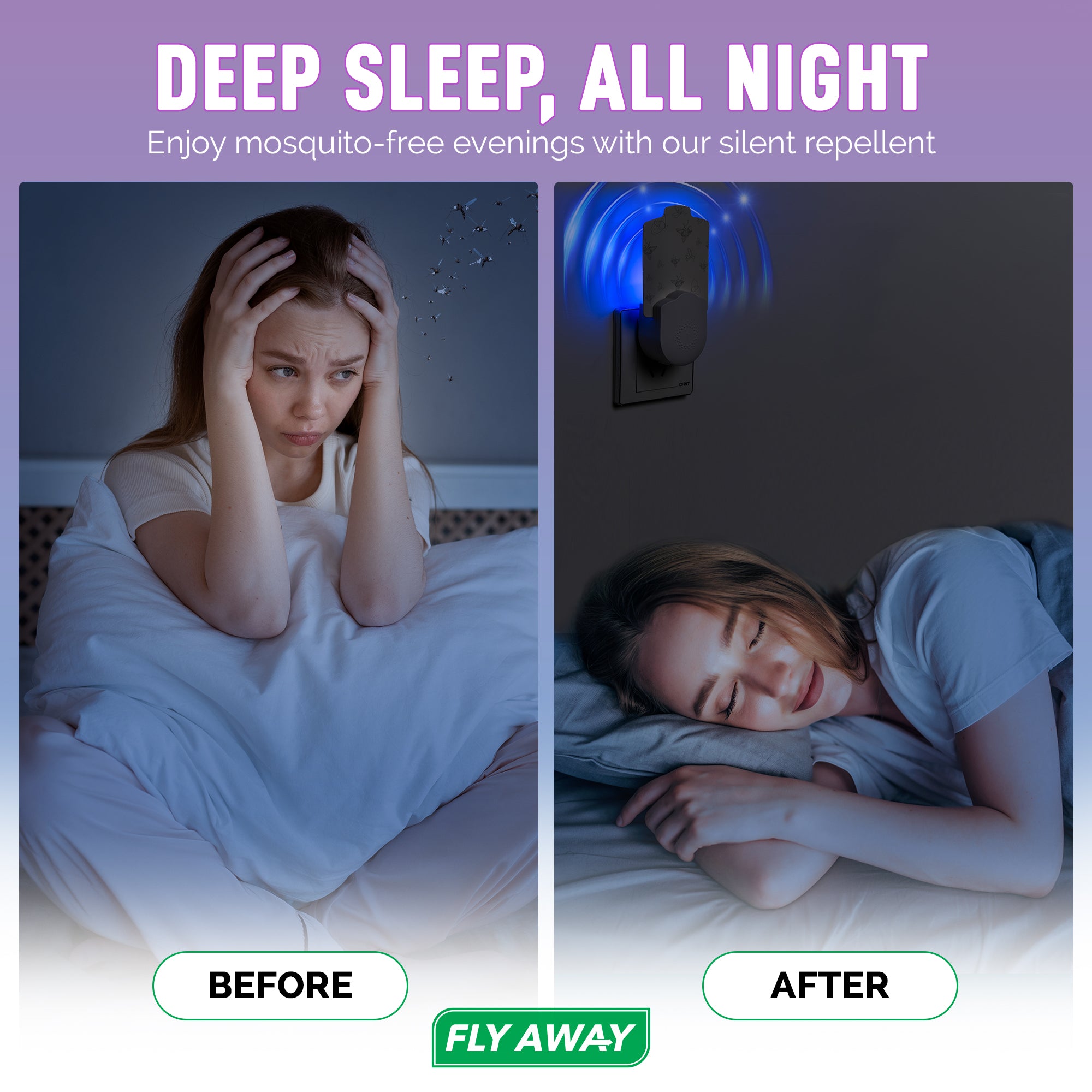 Fly Away UV Light Trap for Fruit Flies, Gnats & Mosquitoes – Indoor Plug-In Insect Trap with 395nm UV Light and 6 Refills - Fly Away Products