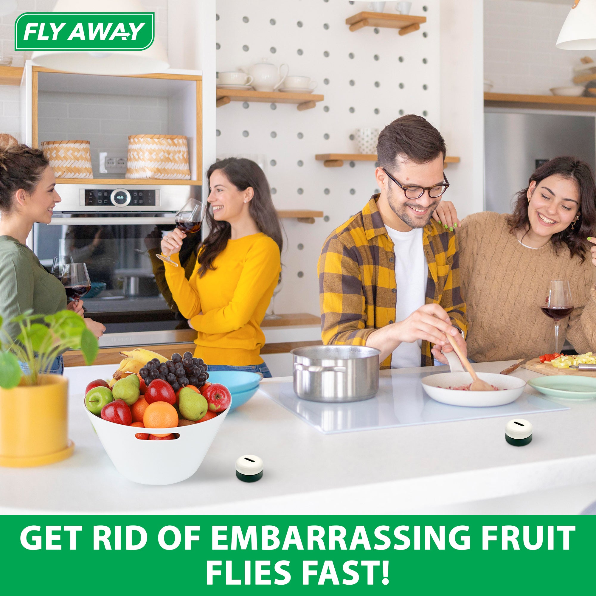 Fly Away - Indoor Fruit Fly Trap Kit. Reusable & Refillable Traps (3), Trap  Flies for Over 90 Days with Liquid Bait Lure, Stylish Design - Perfect for
