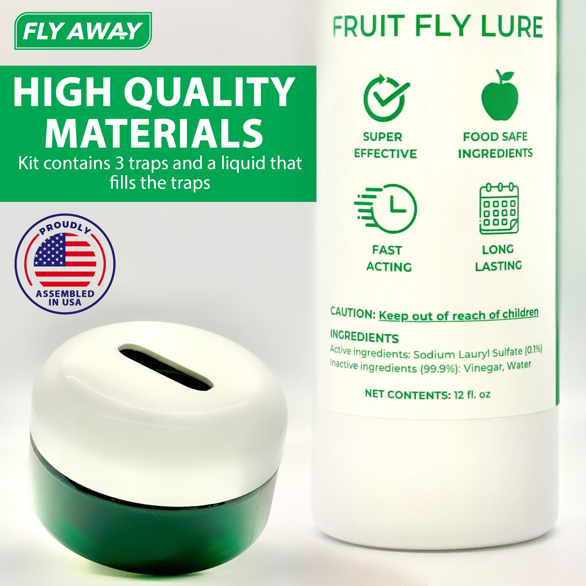 Fly Away Fruit Fly Trap Kit and 12 oz Refill Lure Fruit Fly Trap Kit