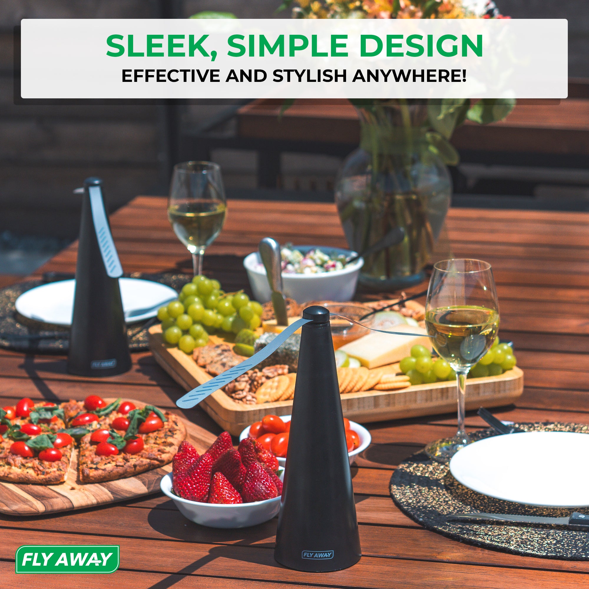 Fly Away Tabletop Fly Fans - Repel Flies and Other Flying Pests Away from Food & Drinks