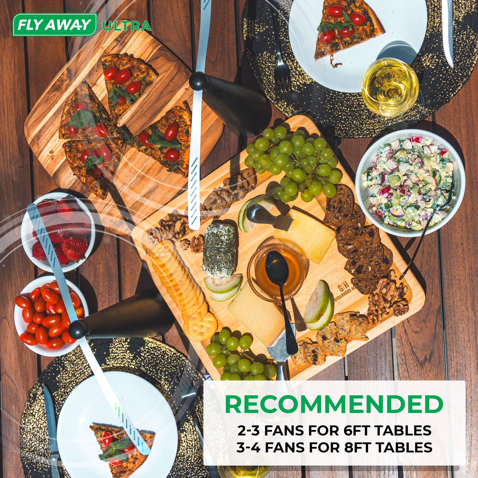 Fly Away Tabletop Fly Fans - Repel Flies and Other Flying Pests Away from Food & Drinks