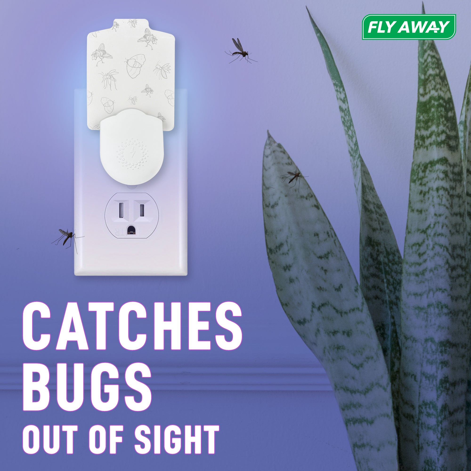 Fly Away UV Light Trap for Fruit Flies, Gnats & Mosquitoes – Indoor Plug-In Insect Trap with 395nm UV Light and 6 Refills - Fly Away Products